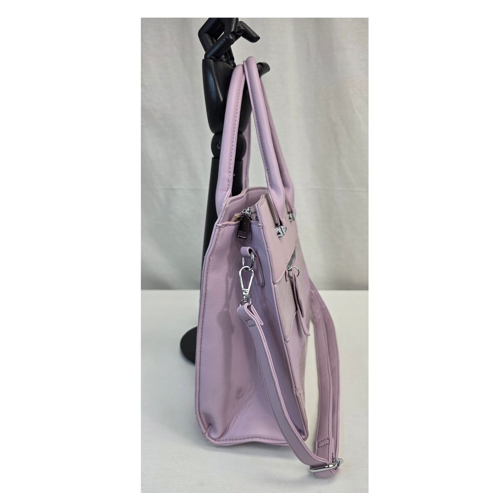 Pink & Cosmo Lavender Purple Paneled Satchel Handbag Crossbody Bag - Picture 6 of 16